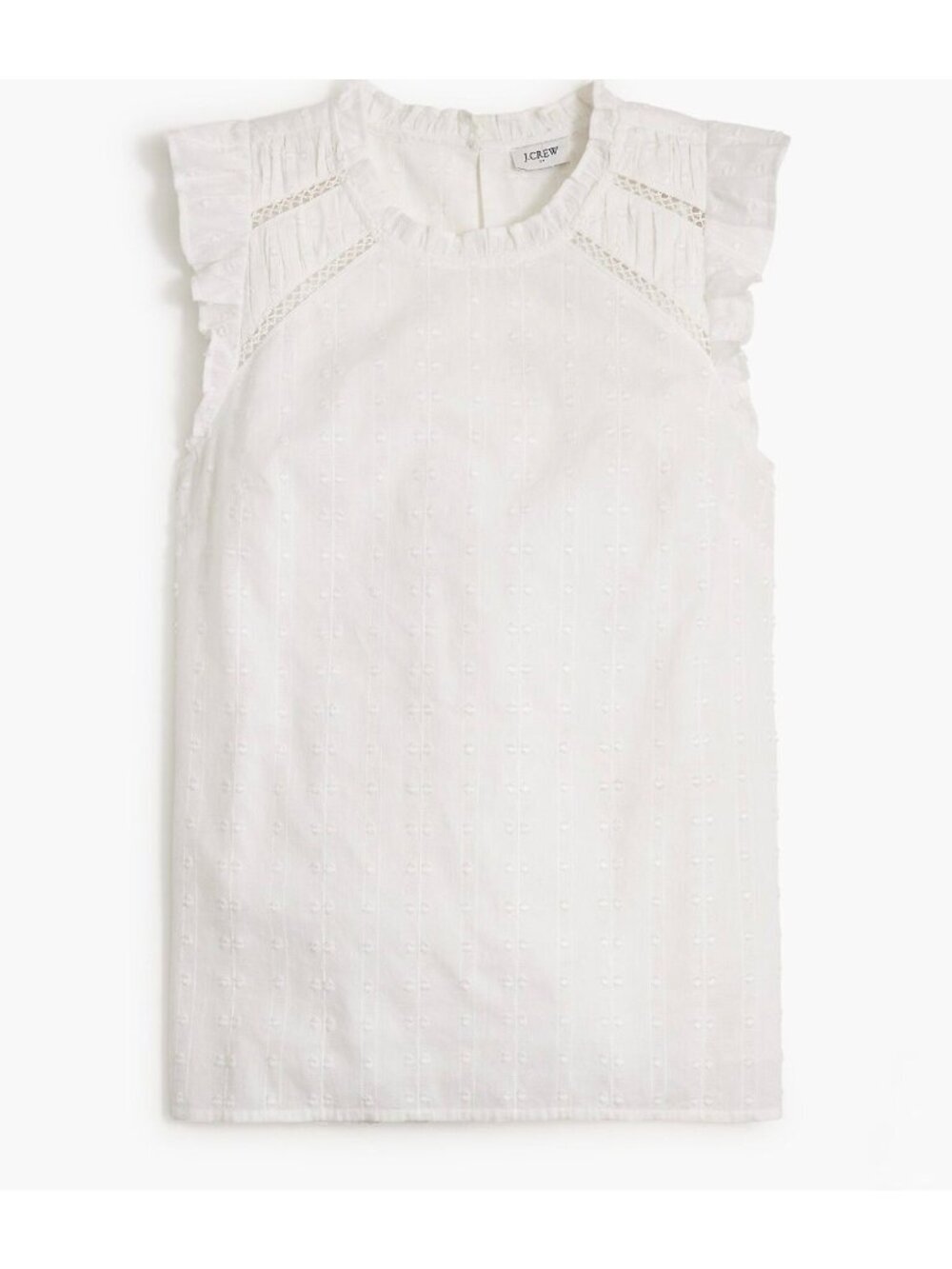 NWT J. Crew White Flutter-Sleeve Cotton Clip Top - Size: Large